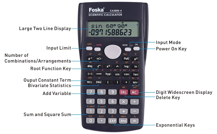 12 Digits 240 Functions Student Calculator 