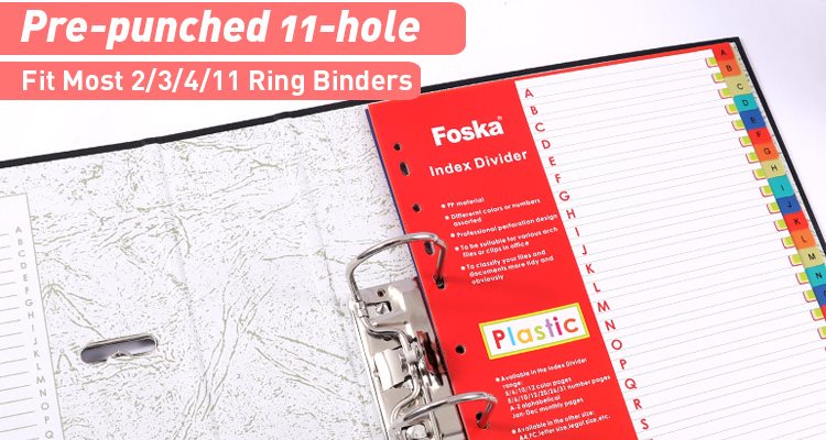 PP File Dividers with 11 Hole Punch