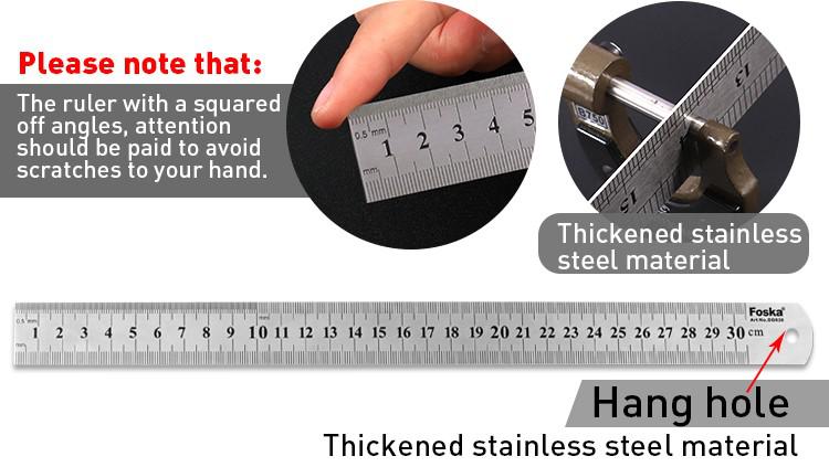 Double Side Scale Stainless Steel Ruler