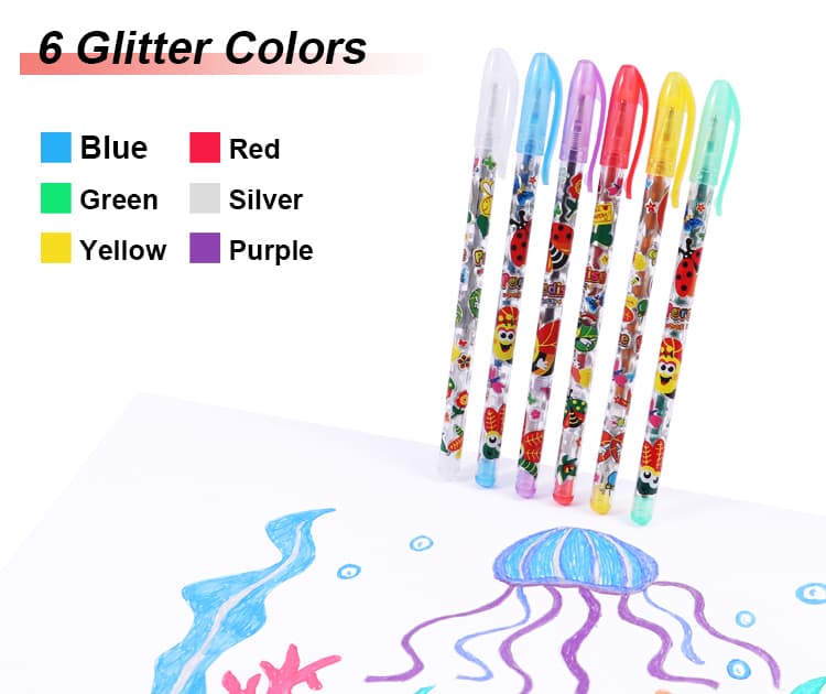 6 colors glitter gel pen