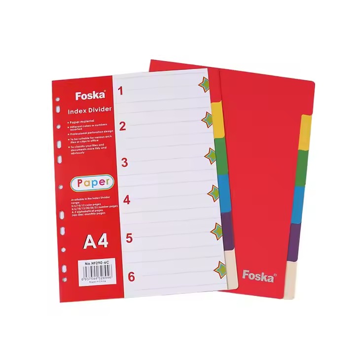 A4 6 tabs Color paper index