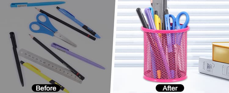 colorfule office mesh pen cup
