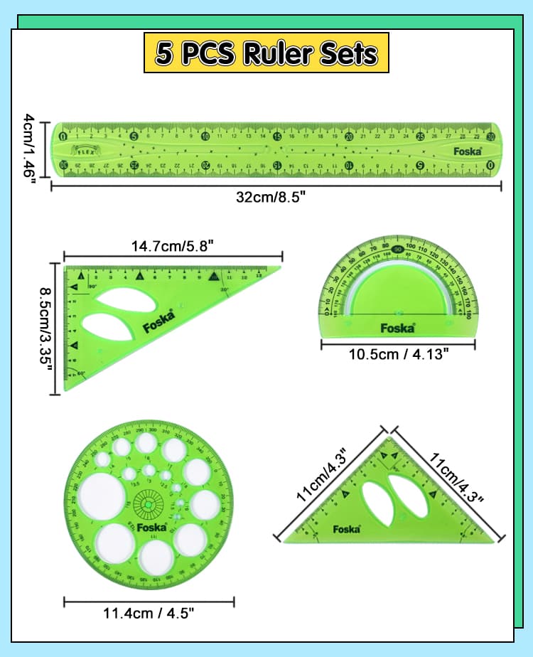 5 PCS PVC Flexible Ruler Set