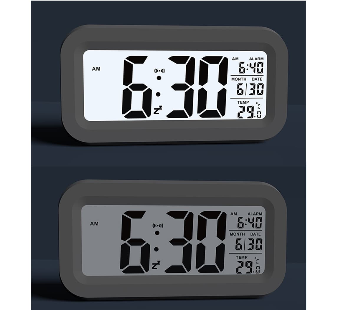 Black White LED Electronic Clock