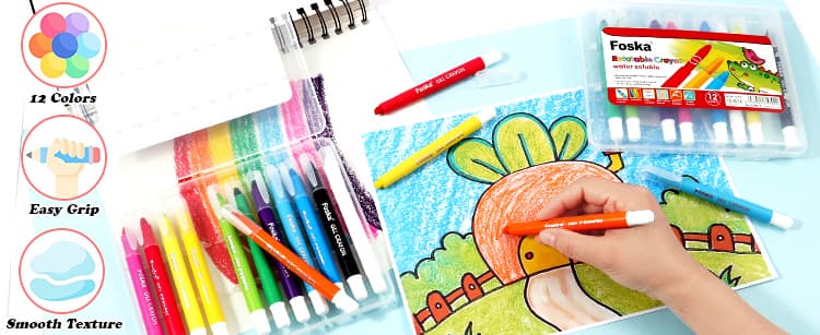 12 Colors Silky Large Twistable Crayons