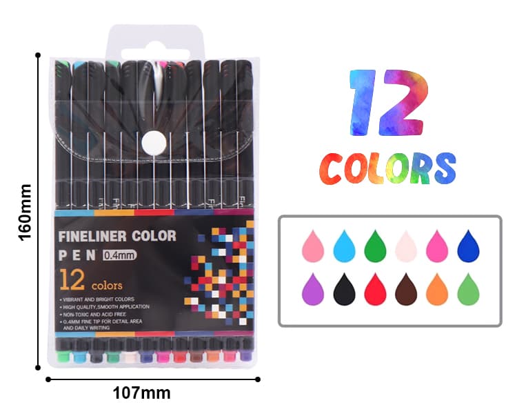 12 colors Fineliner Pens